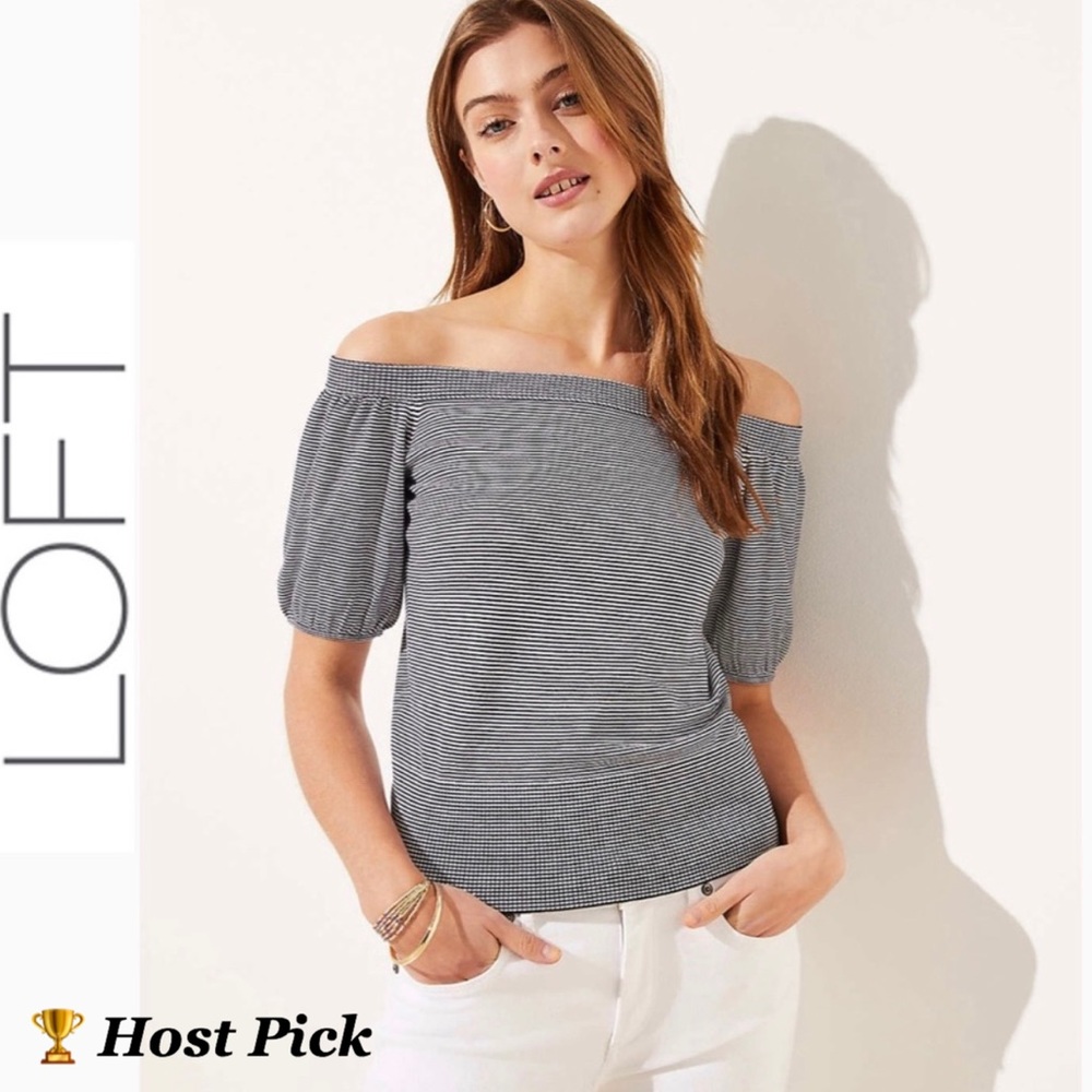 Ann Taylor Loft Striped Off The Shoulder Sweater